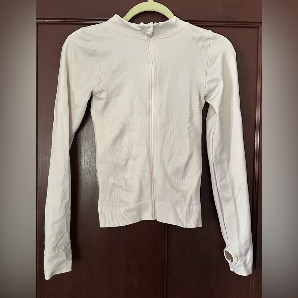Women's White Zip-Up Top